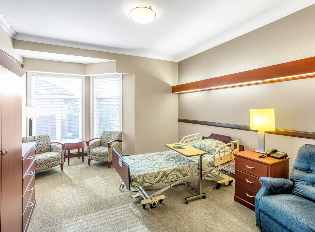 Continuing care room for resident receiving skilled nursing at Claridge Court Senior Community